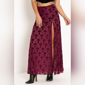Blackmilk Burned Velvet Coffin Lining Split Skirt - Limited